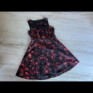 Black Floral Flare Mini Dress
